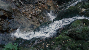 山水流在石之间流淌着清澈的泉水25秒视频