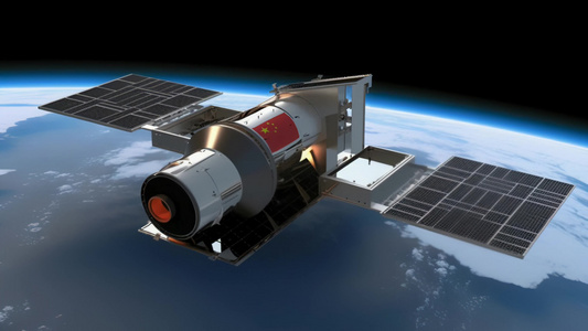 4k航天器在太空中绕地球轨道航行创意素材非真实视频