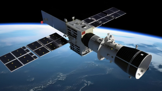 4k航天器在太空中绕地球轨道航行创意素材非真实视频