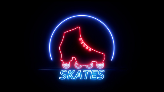 黑色背景不同颜色的运动滑冰花亮光灯标志视频