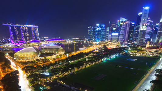 美丽的空中视图雪茄夜色城市风4k时间过错泛射视频