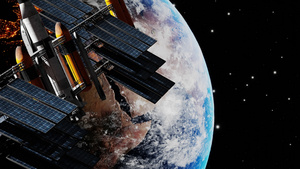国际空间站导航卫星在地球行星轨道上运行的地球行星20秒视频