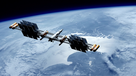 使用现代空间技术部署太阳能电池板的航天器发射式航天器视频