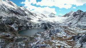 航拍高海拔湖泊与雪山山峰视频52秒视频