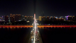 4K航拍跨江大桥夜景15秒视频