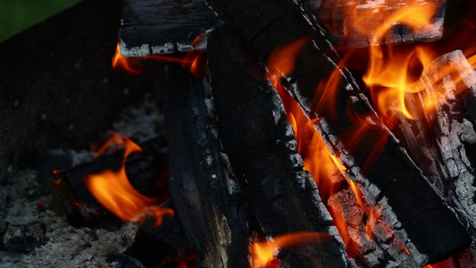 烧火炉中燃烧的火焰视频