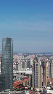 天津中心城区高楼群航拍城市风貌视频