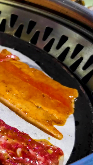 实拍美食铁板烤肉30秒视频