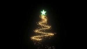 4K金光闪闪粒子圣诞树带通道元素15秒视频
