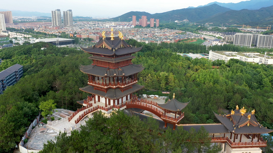 义乌鸡鸣阁建筑航拍视频