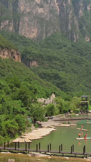 航拍5A焦作云台山景区猕猴谷景观区视频旅游景区73秒视频