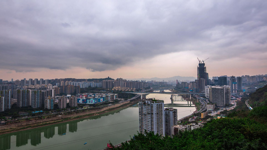 8K城市乌云来临暴雨前延时素材视频