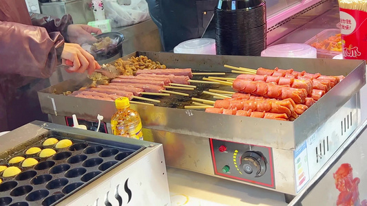 【镜头合集】老北京街边小吃烤肠烤鸭烤鸡架烧烤美食视频