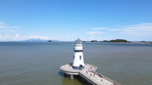 航拍风光城市海景珠海地标爱情邮局灯塔40秒视频
