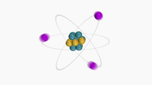显示质子中子和电子的原子视频