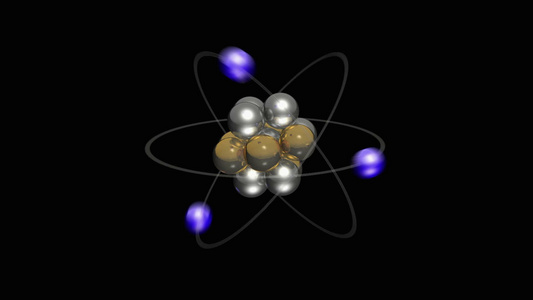 显示质子中子和电子的原子视频