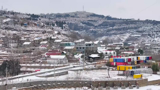 航拍雪后山区乡村宛如水墨画视频