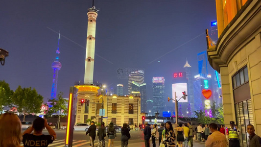上海外滩东方明珠南京路步行街和平饭店视频