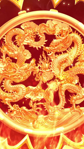 中国风金龙图腾春节新年背景视频中国龙视频
