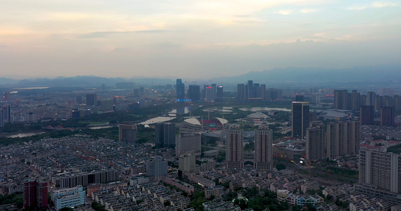 浙江义乌城市大景风光航拍视频