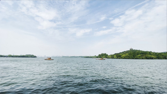 自然风景湖边天空杭州西湖视频