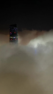 云海下的魔都航拍延时上海空境视频