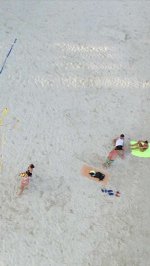 泰国帕岸岛上的沙滩排球排球运动16秒视频