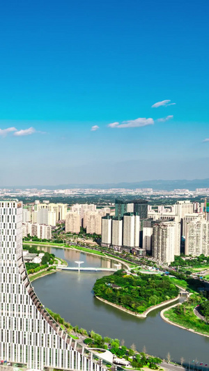 成都高新区软件园蓝天白云延时视频城市建筑12秒视频