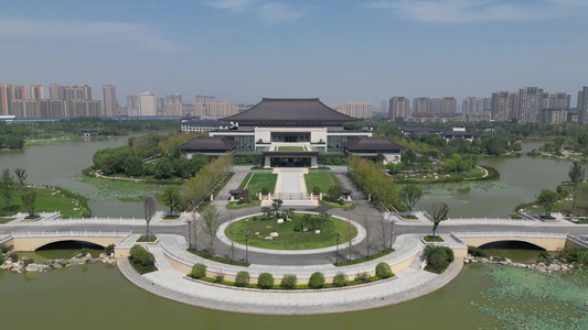 西安国际会议中心灞河生态区航拍视频