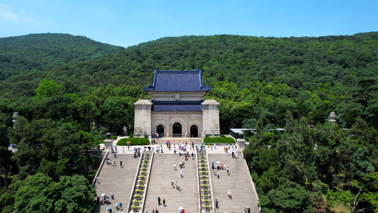 4K航拍5A级景区南京中山陵中山祭堂视频