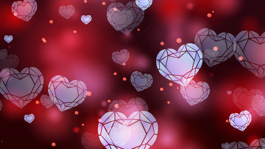 4k浪漫红色钻石爱心情人节背景视频