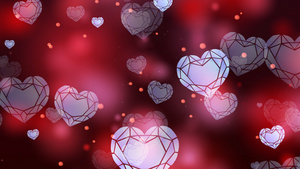 4k浪漫红色钻石爱心情人节背景96秒视频