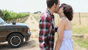 情侣在乡间小路上接吻跳舞23秒视频