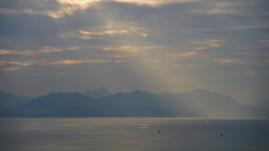 延时摄影6k素材海洋上的耶稣光光线自然风光素材视频