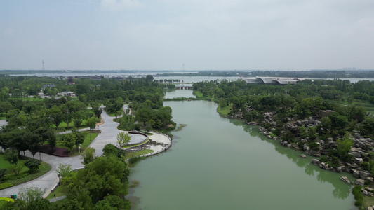 湖北荆州园博园旅游景区航拍视频