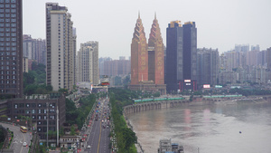 重庆城市桥梁车辆索道人文景色30秒视频