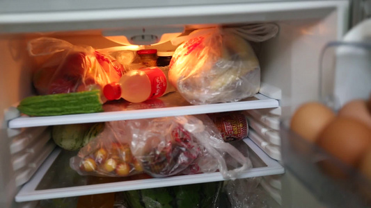 冰箱里塞满各种食材视频