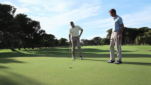 在高尔夫球场打高尔夫球的成熟男人29秒视频