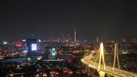 4k广州洛溪大桥夜景视频