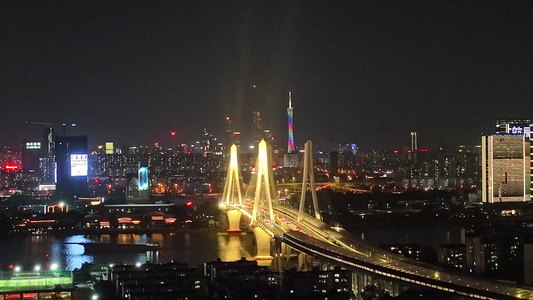 4k广州洛溪大桥夜景视频