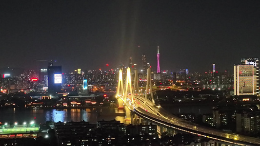 4k广州洛溪大桥夜景视频
