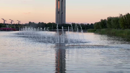 【镜头合集】喷泉湖景湖水城市景观视频