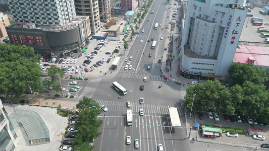 河北邯郸火车站建筑交通航拍 视频