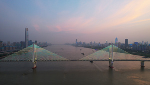 航拍城市武汉长江二桥庆祝建党100周年献礼演出灯光秀4k素材86秒视频