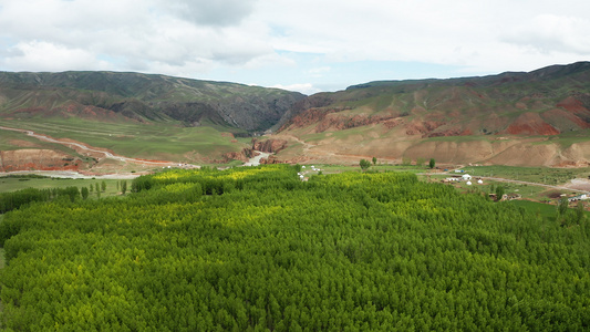 新疆天山山区风光旅游航拍素材背景视频