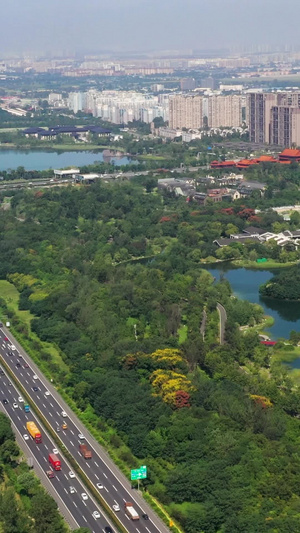 成都城市大型绿色项目锦城公园桂溪生态公园航拍素材城市公园建设90秒视频