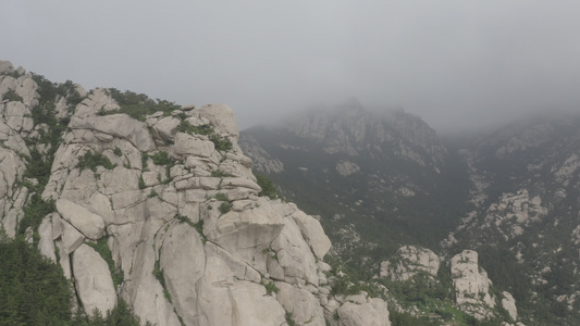 青岛海边山脉航拍视频