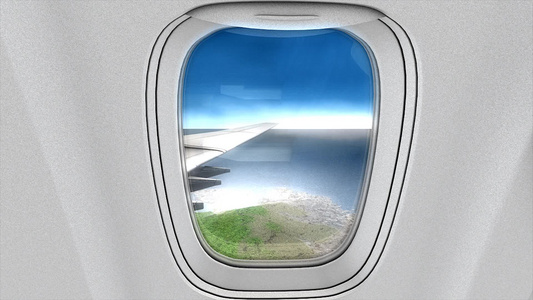商业喷气飞机客舱观景动画视频