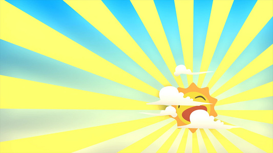 快乐的太阳升起卡通3D动画视频