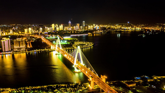 海口城市夜景航拍延时视频